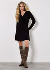 Polka Dot Wrap Ruched Mini Dress, Black, large