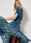 Sarasa Floral Milkmaid Midi Dress, Navy, large