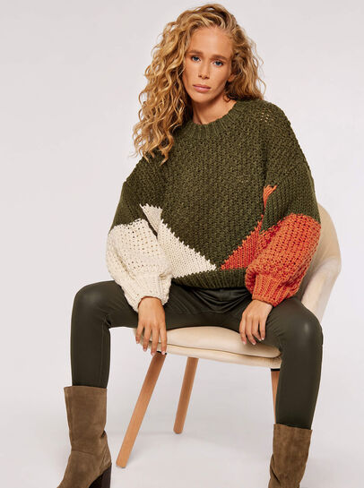 Colour Block Chunky Knit Jumper