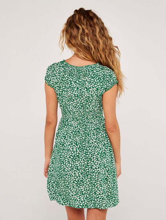Abstract Daisy Milkmaid Dress, Green, large