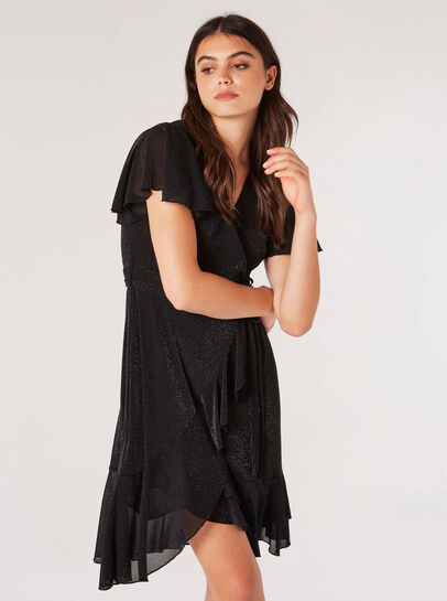 Sparkle Wrap Ruffle Mini Dress