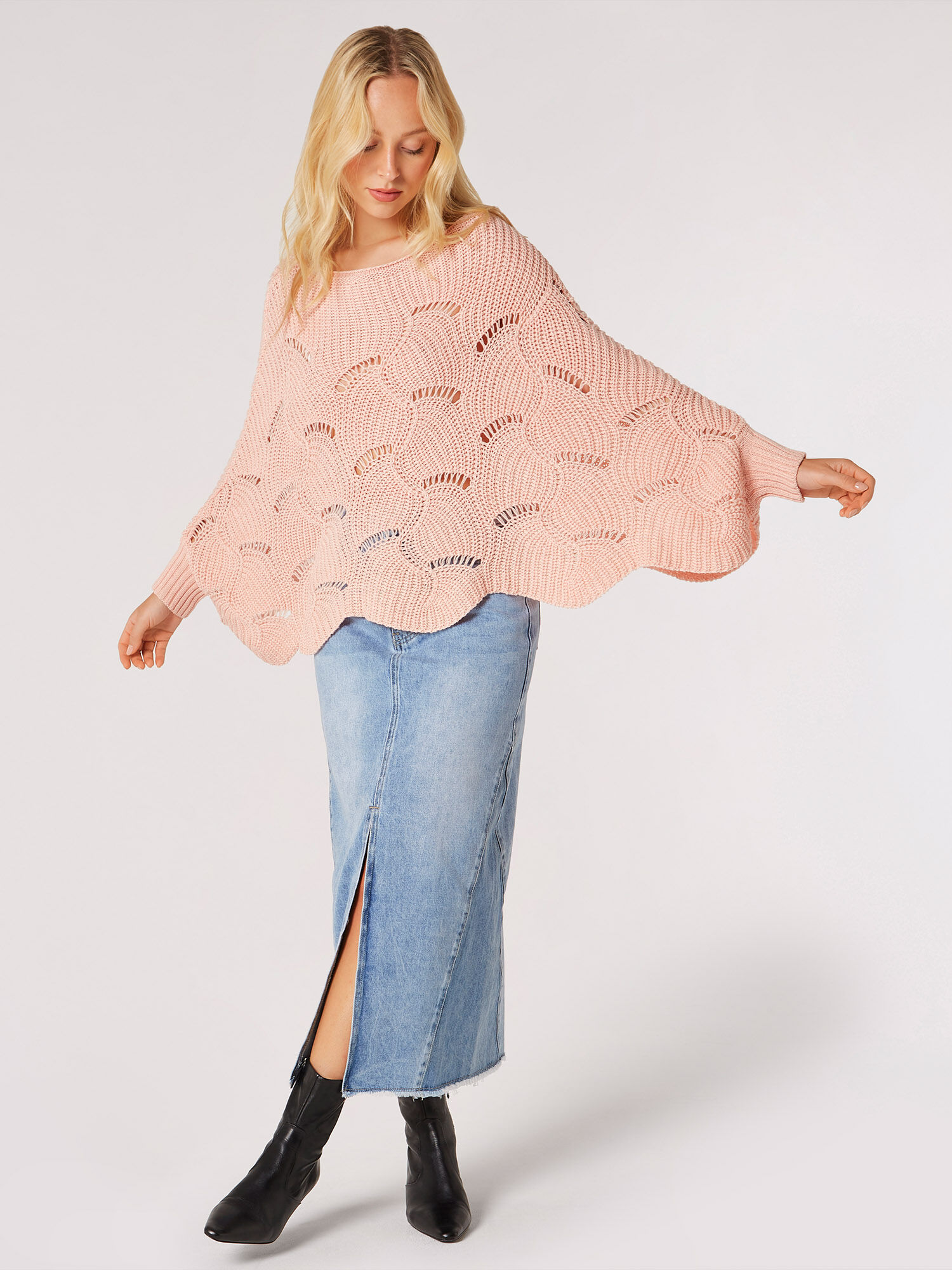 Swirl Knit Poncho Jumper