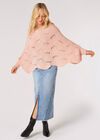 Swirl Knit Poncho Jumper, Coral, large