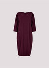 Ribbed Knit Cocoon Midi Dress, Burgundy, large
