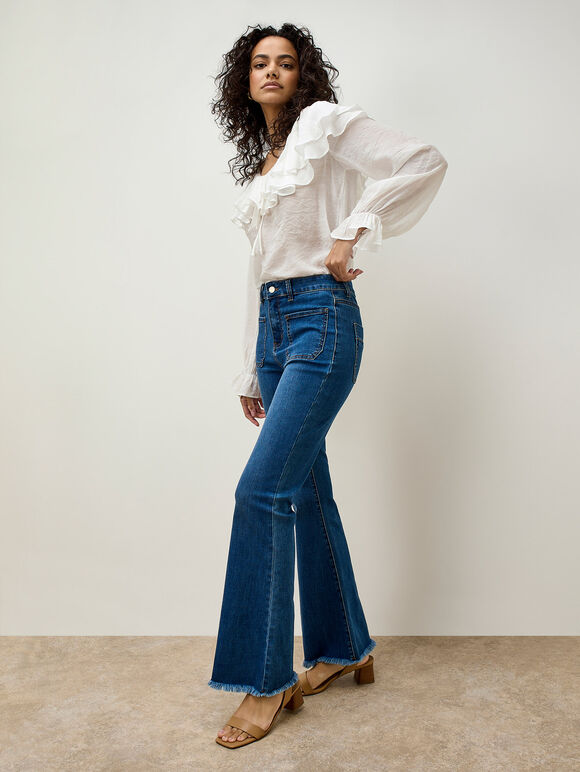 Lucia Retro High-Rise Flare Jeans, Sky Blue, large