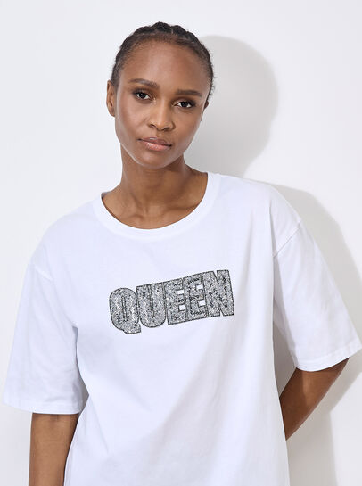 Rhinestone Queen Cotton T-Shirt