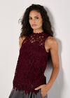 Guipure Floral Lace Top, Burgundy, large