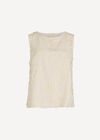Embroidered Floral Linen Blend Shell Top, Stone, large