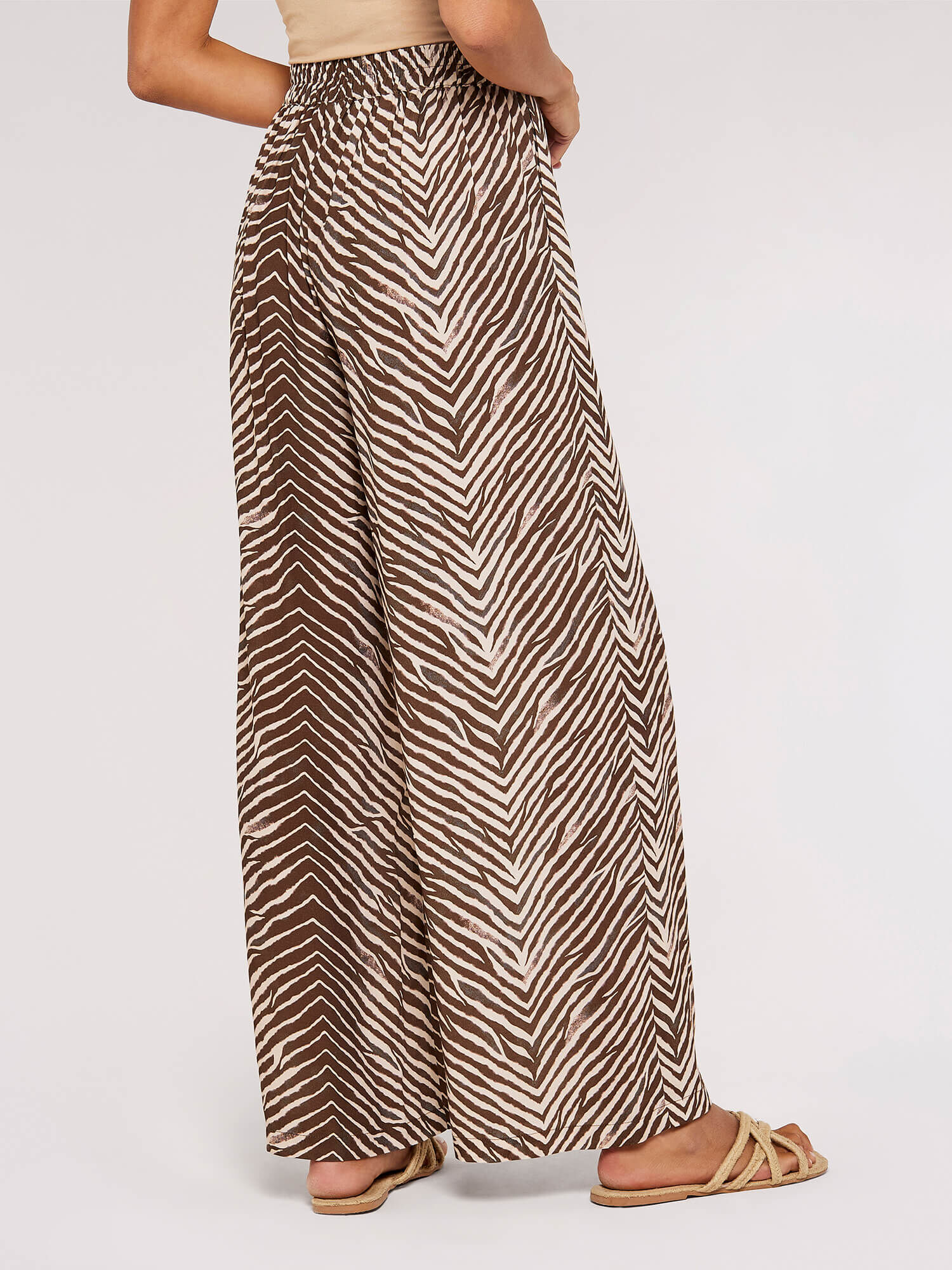 Zebra Palazzo Trousers Apricot Clothing