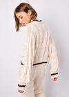 Cropped Cable Cricket Jumper, Stone, large