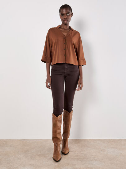 Open Collar Boxy Shirt