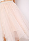 Pearl Embellished Tulle Midi Skirt, Stone, large