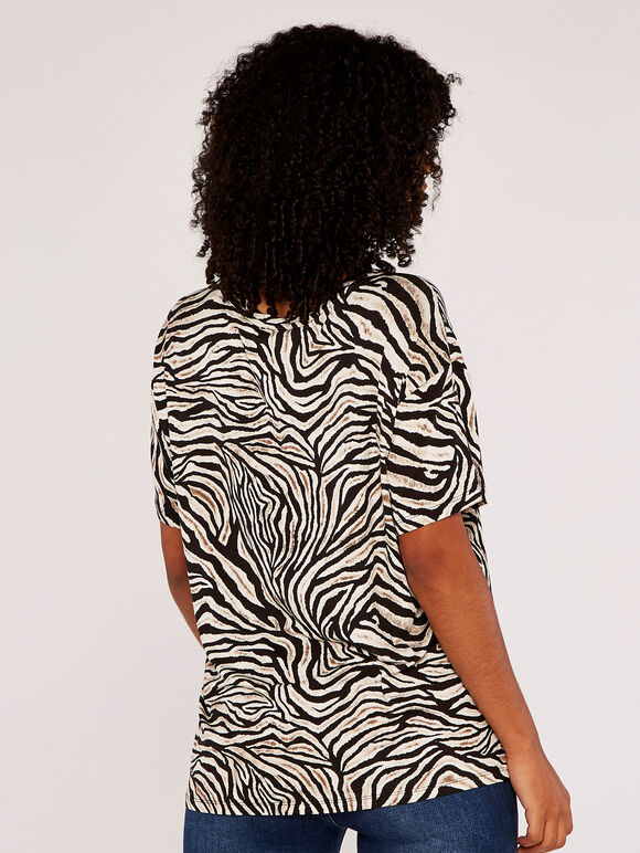 Zebra Print T-Shirt, Stone, large