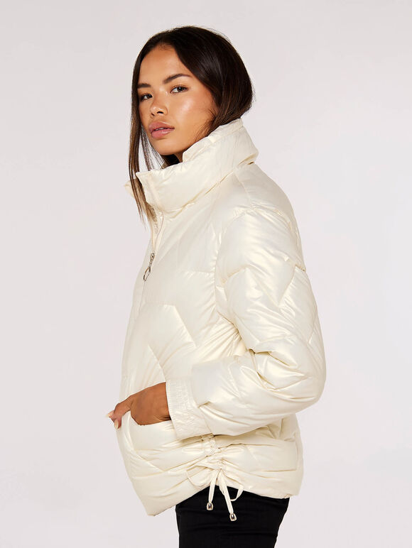 Irridescent Puffer Jacket, Cream, large