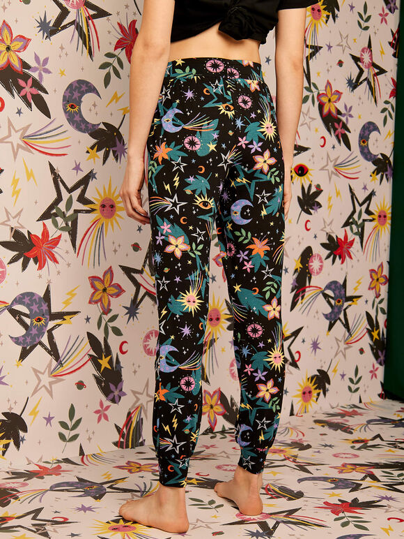 Colourful Print Pyjamas Trousers, Black, large