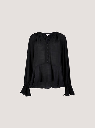 Textured Peplum Hem Blouse