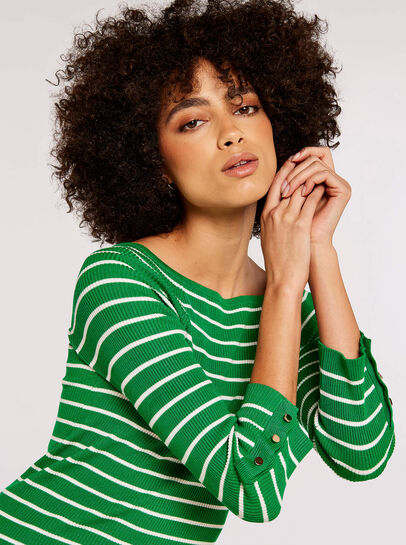  Stripe Ribbed Jumper