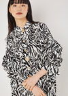 Zebra Oversized Tiered Mini Dress, Black, large