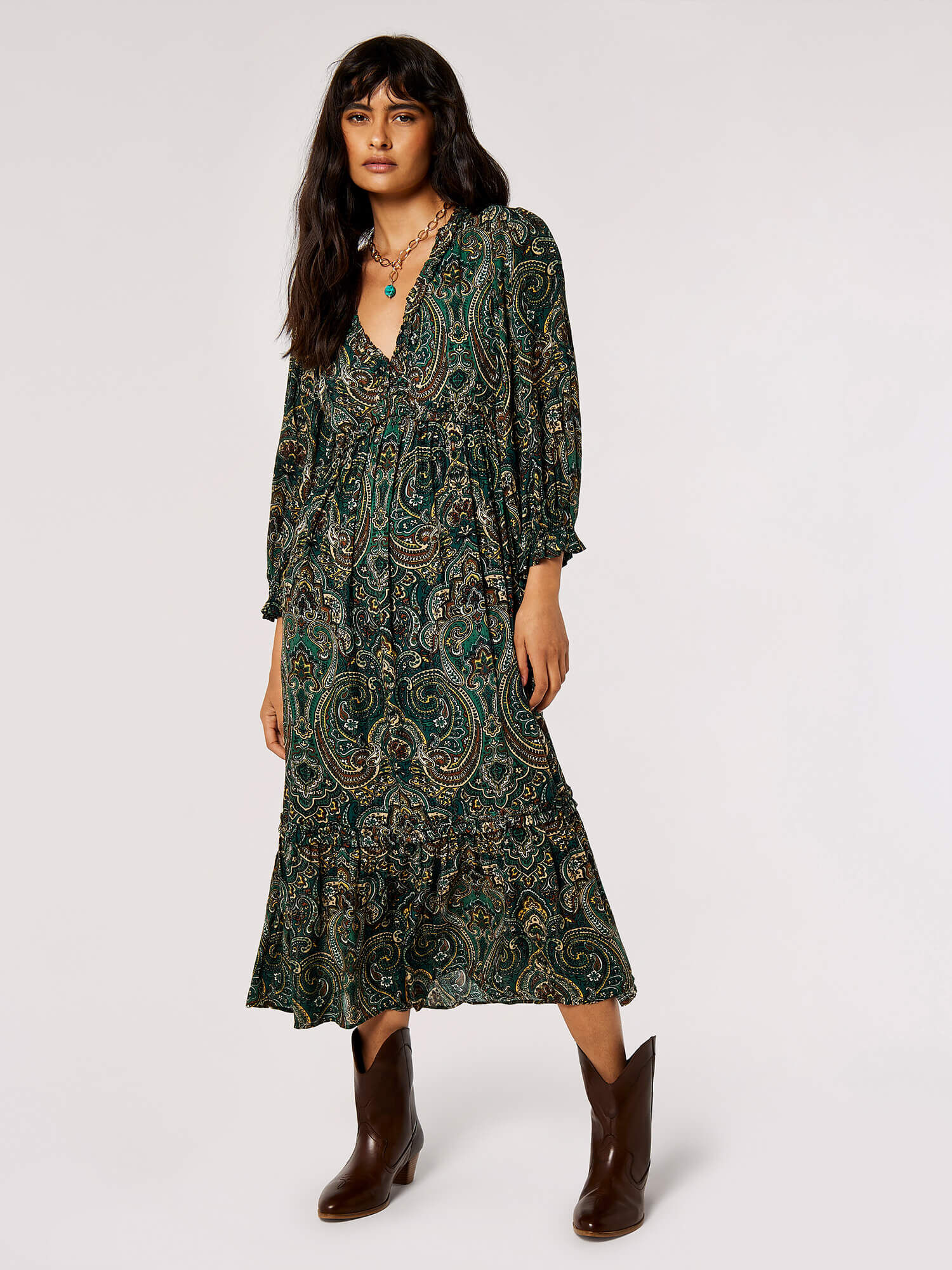 Apricot store paisley dress