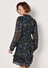 Paisley Ruffle Mini Dress , Navy, large