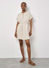 Linen Mix Utility Mini Dress, Cream, large