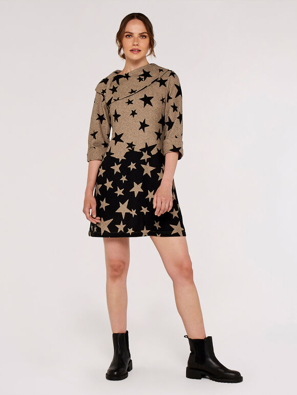 Gradient Stars Border Dress, Stone, large