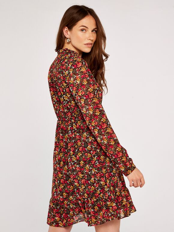 Ditsy Floral Mini Dress, Orange, large