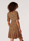 Ditsy Floral Wrap Mini Dress, Mustard, large
