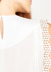 Crochet Lace Trim Ruffle Top, Cream, large