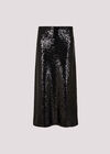 Sequin Bias Cut Midaxi Skirt, Black, large