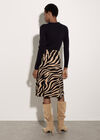 Ribbed Knit Zebra Midi Dress, Black, large