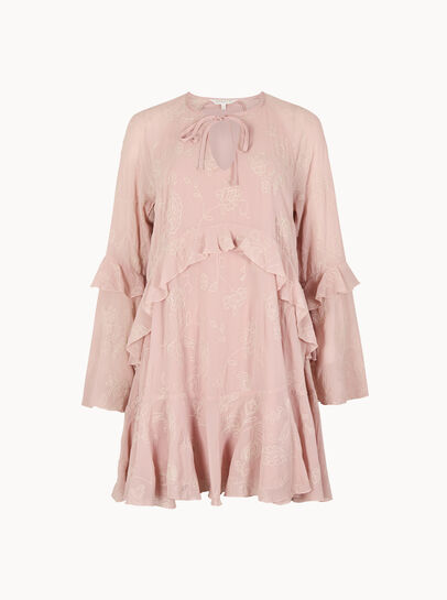 Chiffon Floral Embroidered Mini Dress