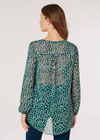 Brush Spot Layered Blouse, Green, large