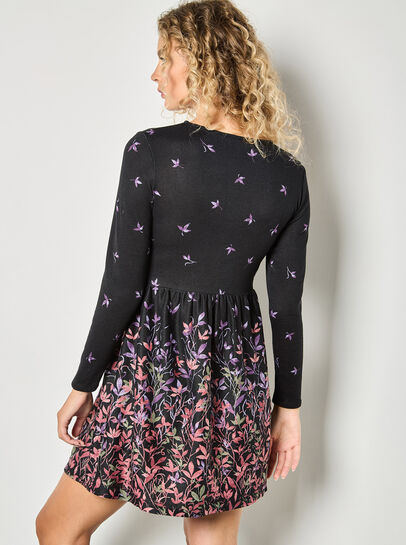 Floral Print Soft Knit Skater Mini Dress