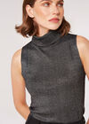 Metallic Knitted Tank Top, Black, large