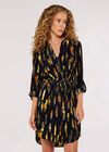 Brushstroke Print Mini Dress , Black, large