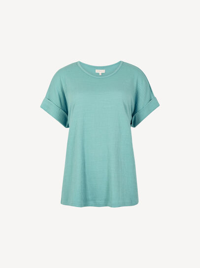 Button Back Textured T-Shirt