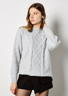 Cable Waffle Knit Oversized Jumper, Grey, large