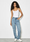 Emily Contrast Seam Straight Leg Jeans, Blue, large