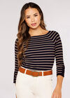  Stripe Ribbed Jumper, Navy, large