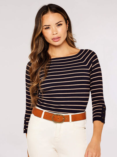  Stripe Ribbed Jumper
