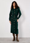 Ribbed Knit Button-Down Midi Skirt, Green, large