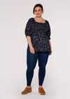 Curve Floral Milkmaid Top, Navy, large