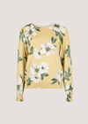 Floral Print Fine Knit Jumper, Yellow, large
