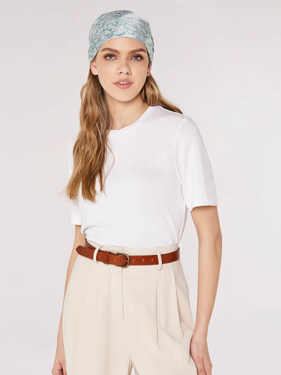 Short Sleeve Plain T-Shirt, White, large