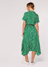 Painterly Dot Smocked Midi Dress, Green, large