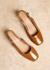 Mary Jane Heeled Leather Sandals, Brown, large