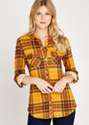 Yellow Retro Plaid Shirt, Mustard, large