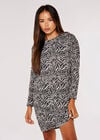 Zebra Cocoon Mini Dress, Grey, large