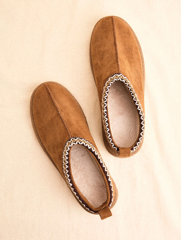 Faux Fur Lined Suede Slipper Boot, Assorted, large